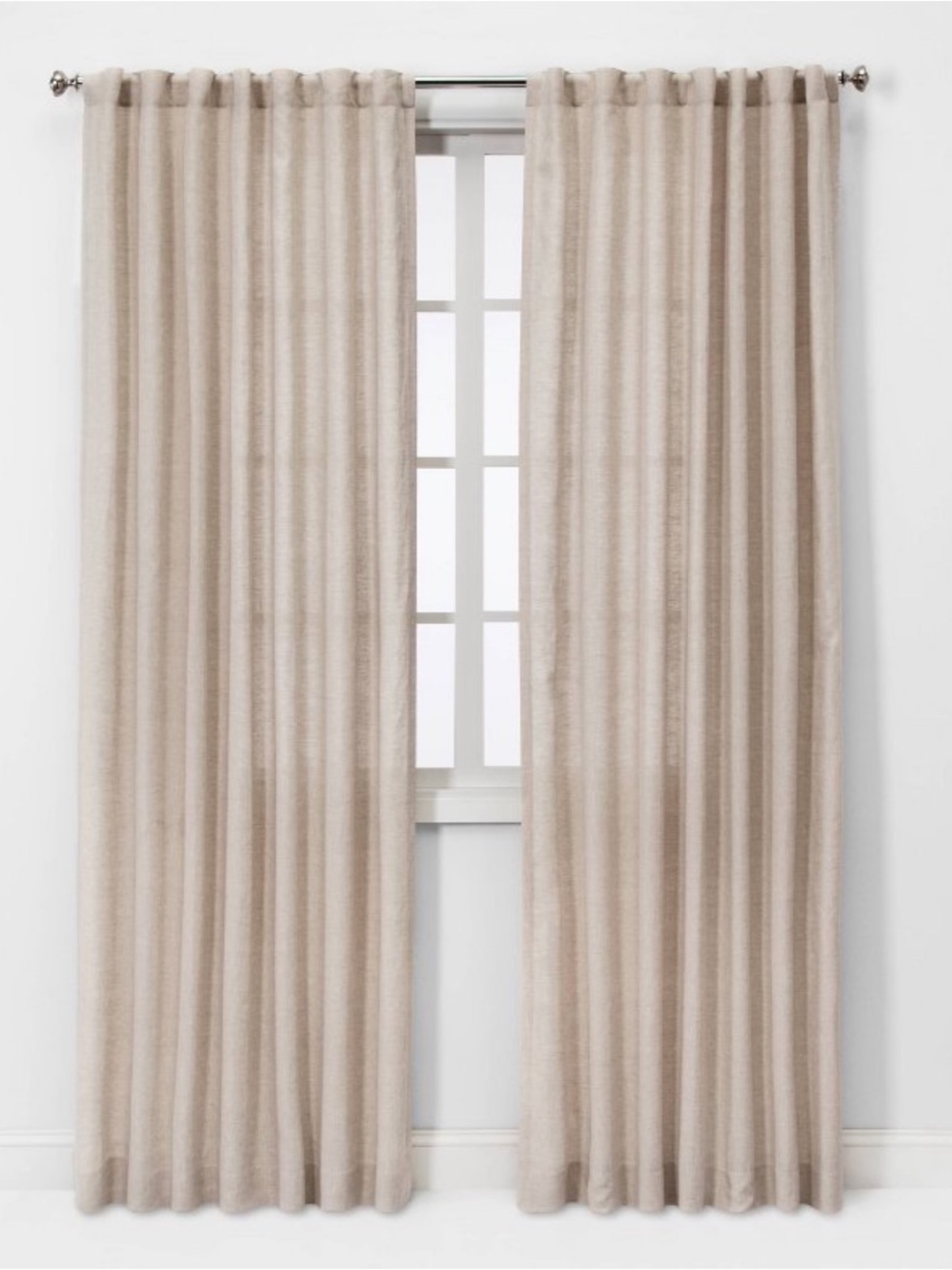 NWT Target Threshold Light Filtering Linen Window Curtain Panel Khaki PAIR 95”